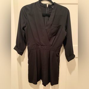 Topshop black long sleeve short romper jumpsuit excellent condition size 4